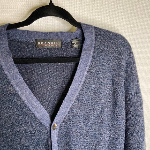Brandini |‎ Navy Cardigan Sweater Wool Blend large - Picture 3 of 5